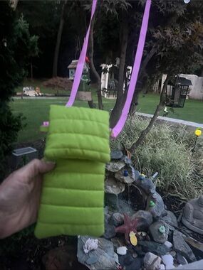 Green Quilted Crossbody Phone Bag with Pink Strap